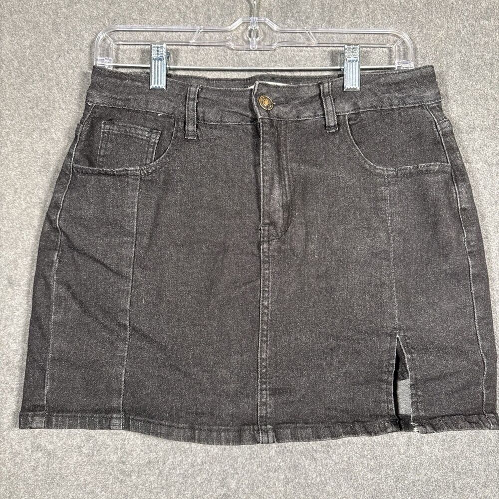 Black Denim Skort High Rise Womens Size Medium Stretch